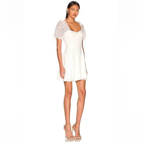 Amanda Uprichard Lovely Dress In Ivory Puff Sleeve Mini - Picture 5 of 11